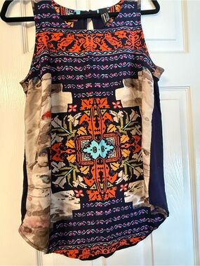 Anthropologie Tt Collection Multicolor Printed Sleeveless Top
